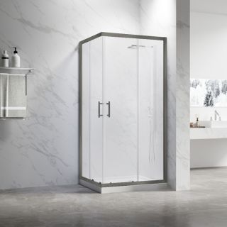 Душевой уголок Veconi Rovigo RV-27GM, 800x800x1900, оружейная сталь, прозрачное стекло